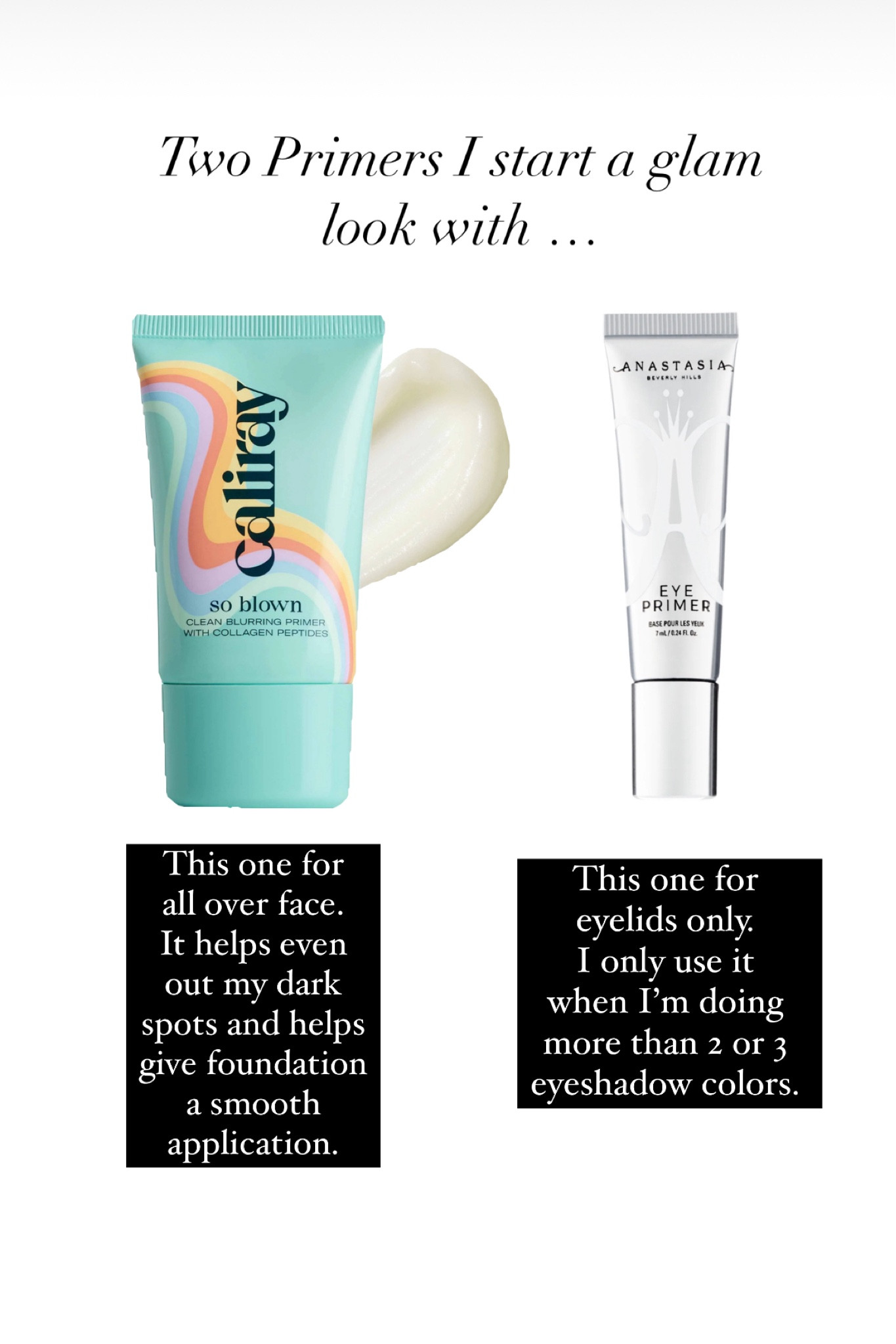 My two starters! One primer for all over and the other for eyelids  

#LTKFindsUnder50 #LTKGiftGuide #LTKBeauty