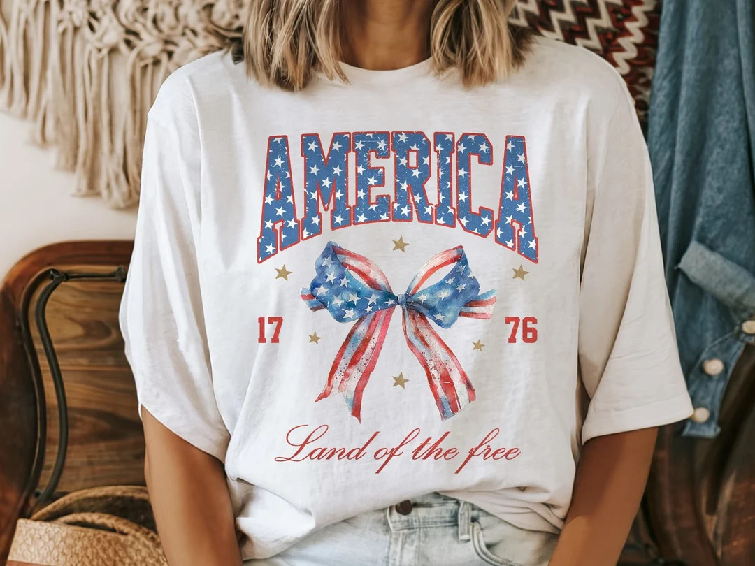 Womens July 4 Shirt, America Shirt, Land of the Free, Patriotic Shirt, Memorial Day, Comfort Colo... | Etsy (US)