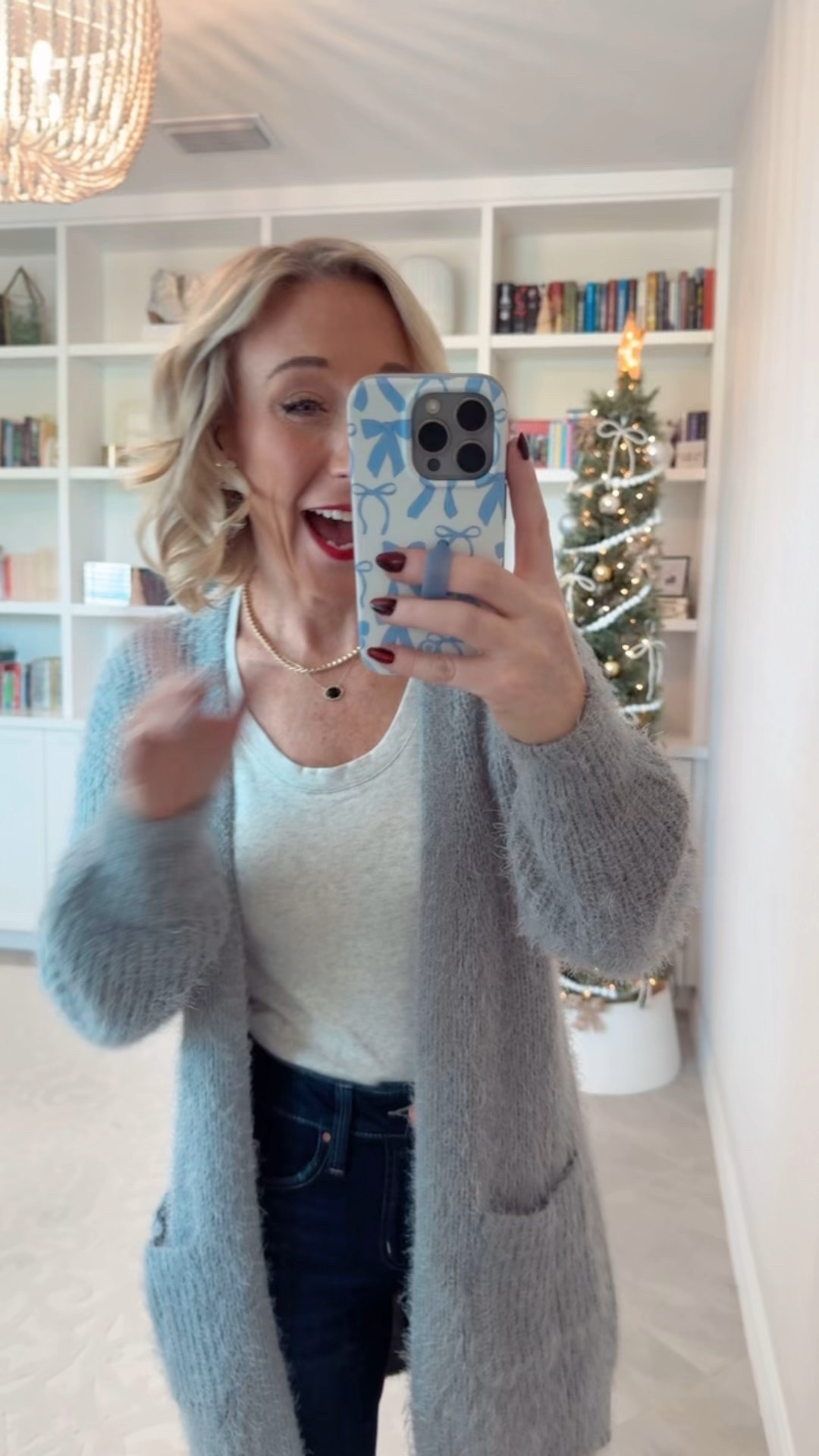 maurices - Outfit 1 Dark High Rise Straight Jean - Size 2. Eyelash Open Front Long Cardigan - Size XS. Ribbed Scoop Neck Tee - SIze XS . 

 

#LTKHoliday #LTKSeasonal #LTKSaleAlert