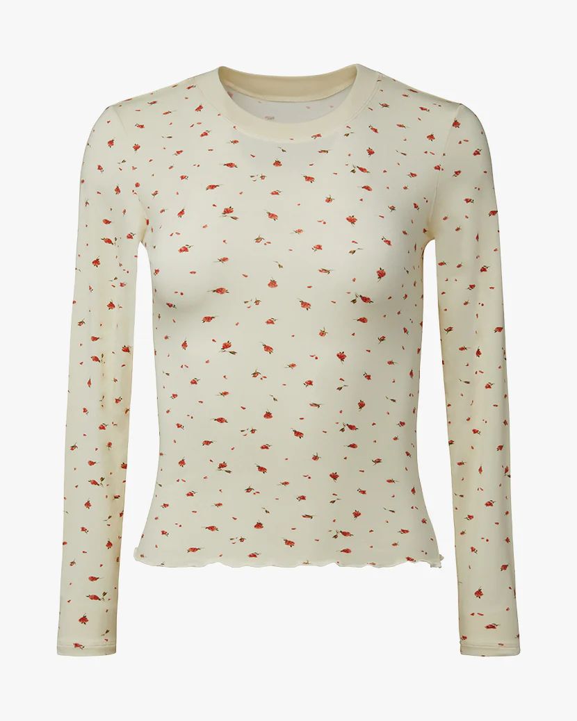 Long Sleeve Ditsy Roses Modal Jersey Crewneck | We Wore What