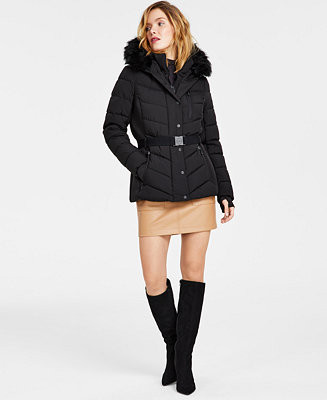 Women's Faux-Fur-Trim Hooded Puffer Coat, Created for Macy's | Macys (US)
