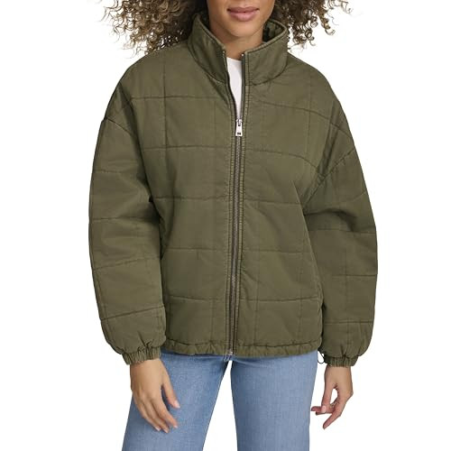 Levi's Women's Box Quilted Cotton Jacket, Olive, Large | Amazon (US)