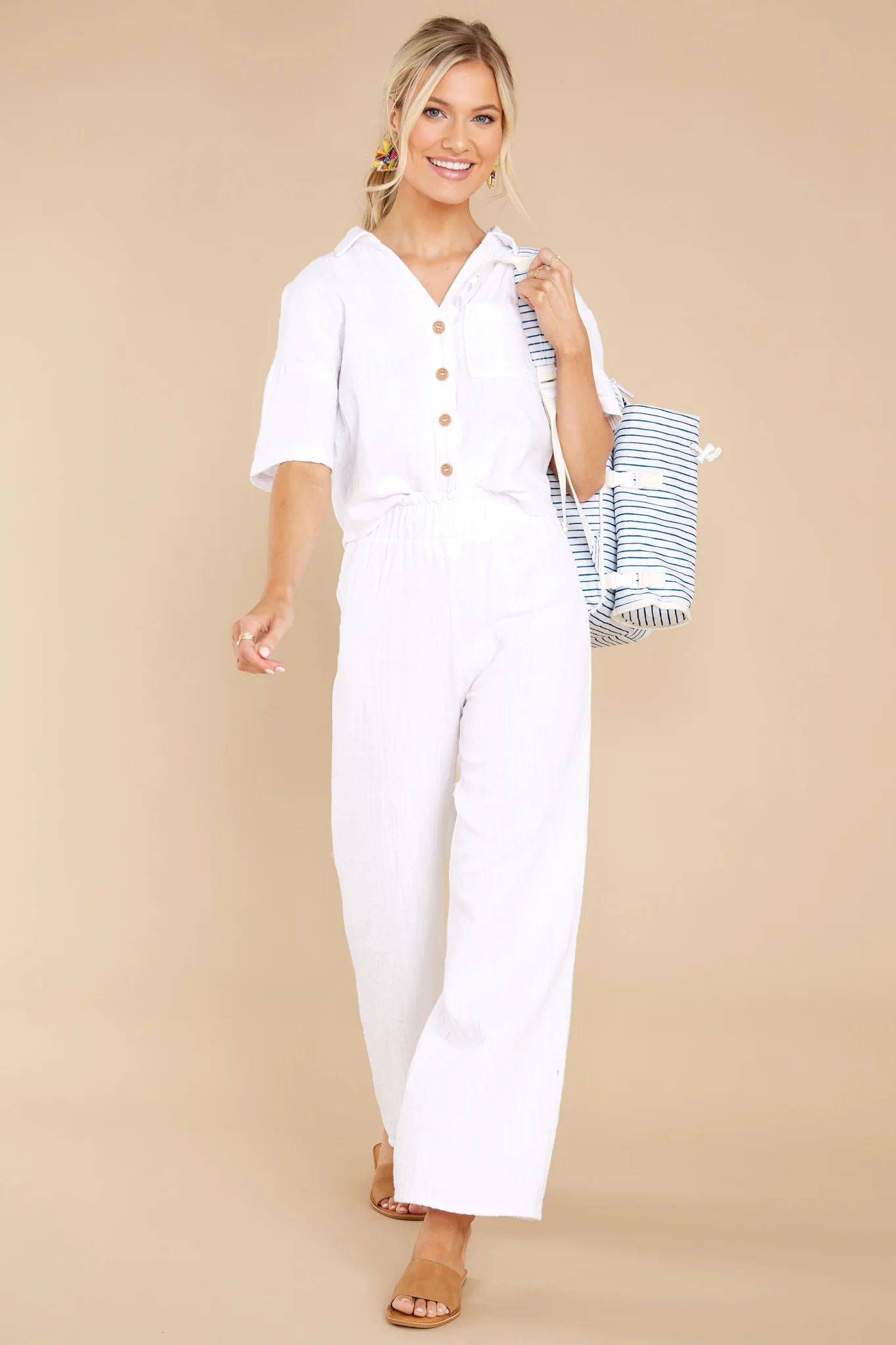 Lazy Afternoons White Gauze Pants | Red Dress 