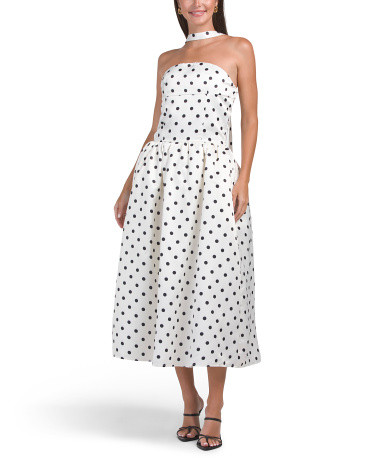 Strapless Polka Dot Dropped Waist Gown | TJ Maxx