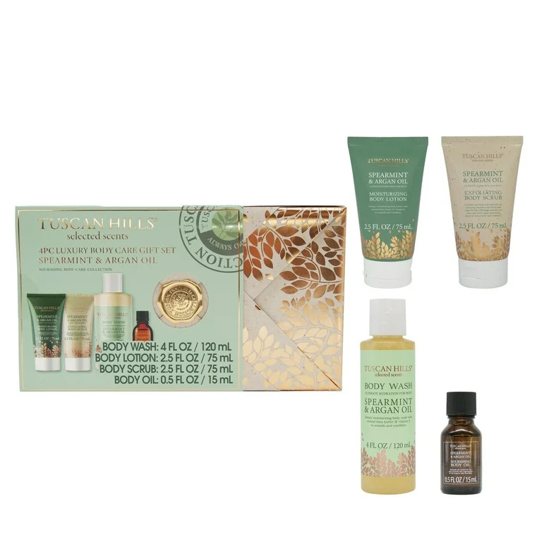 Tuscan Hills Luxury Body Care Gift Set, Spearmint & Argon Oil Scent, 4 Piece | Walmart (US)