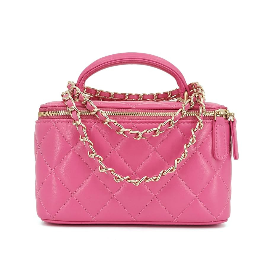 Small Genuine Leather Purse Quilted Crossbody Bag for Women, Mini Top-Handle Shoulder Handbag w/G... | Amazon (US)