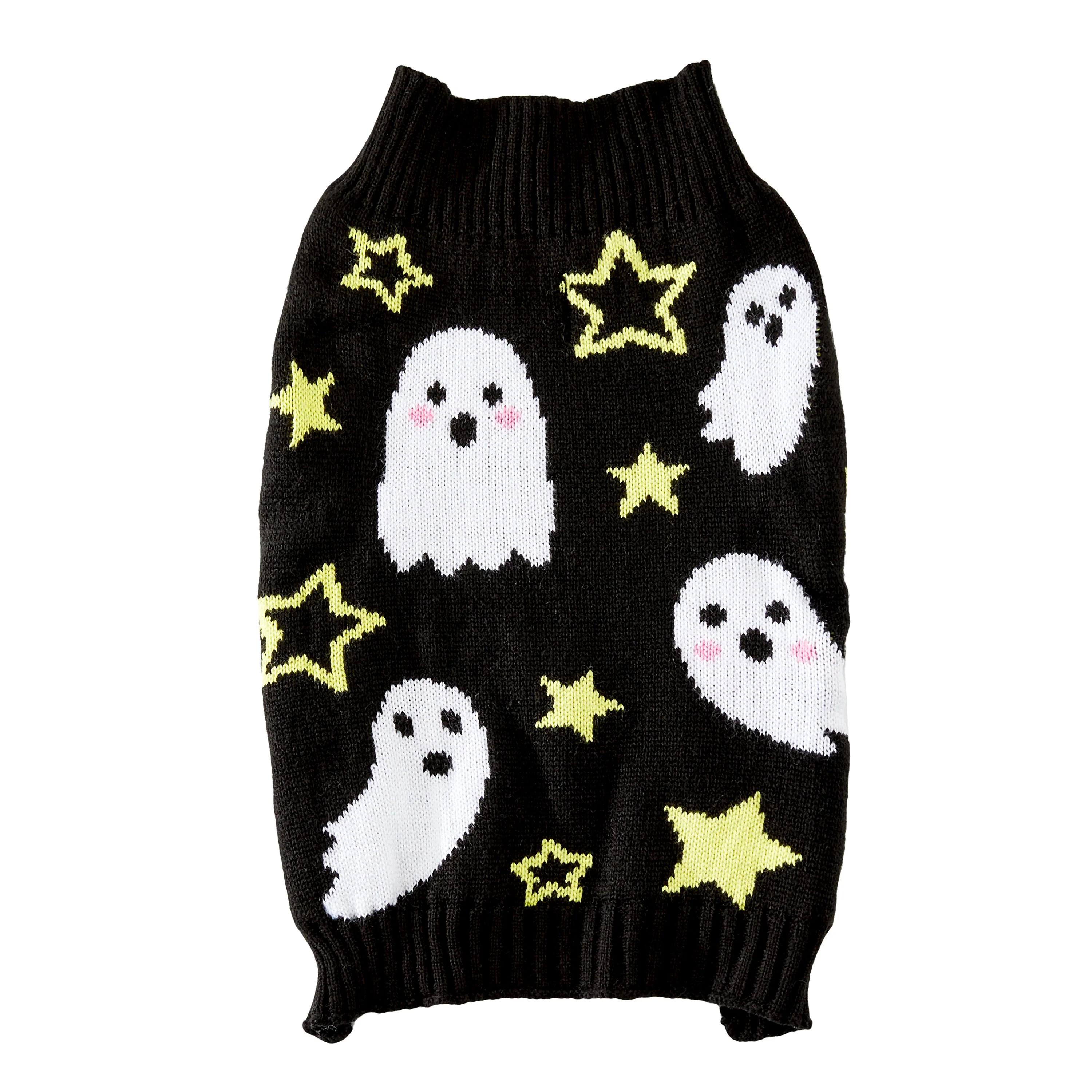 Vibrant Life Dog and Cat Clothes, Ghosts and Stars Halloween Pet Sweater, Black, Small | Walmart (US)