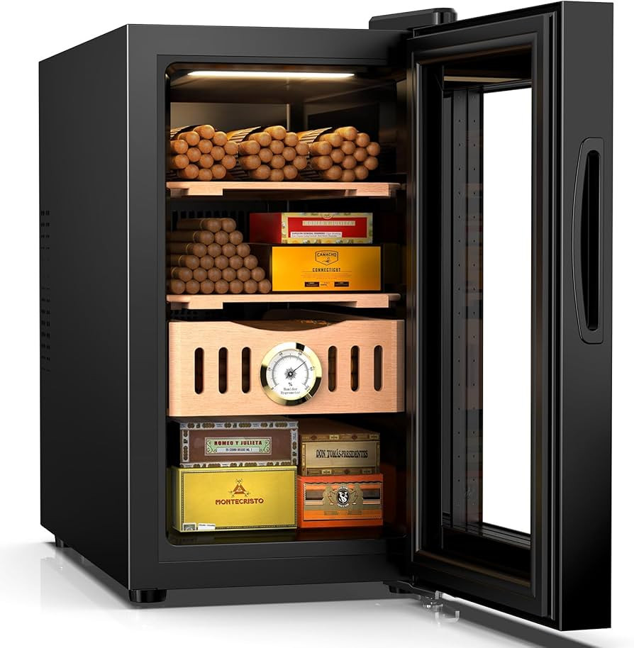 Mojgar 26L Electric Humidor, 200 Counts Cigar Humidor Cabinet with Cooling Temperature Control, E... | Amazon (US)
