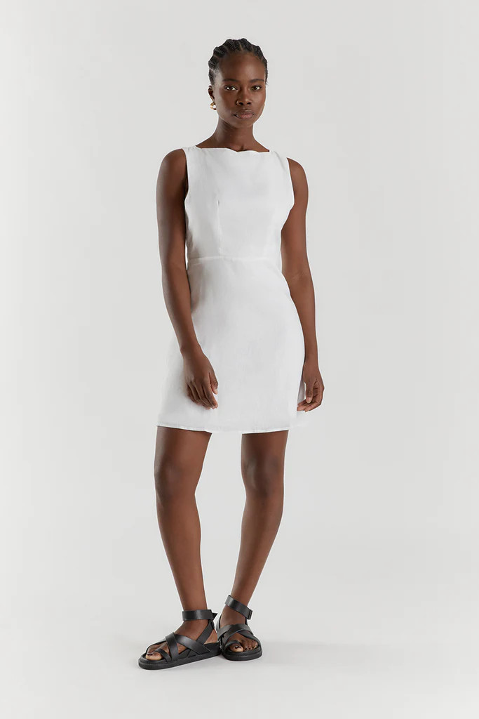 TYLA WHITE LINEN MINI DRESS | DISSH