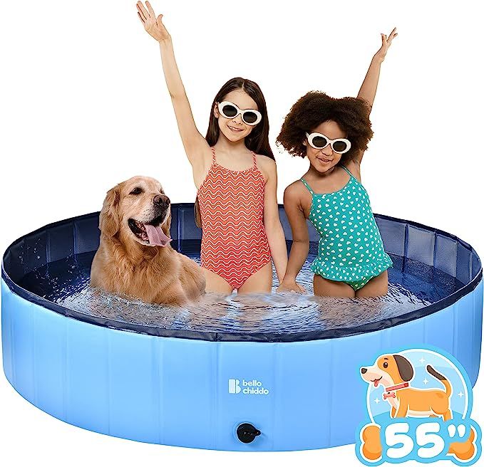 BELLOCHIDDO Foldable Dog Pool - Hard Plastic Pool for Dogs and Kids, Non-slippery Dog Swimming Po... | Amazon (US)