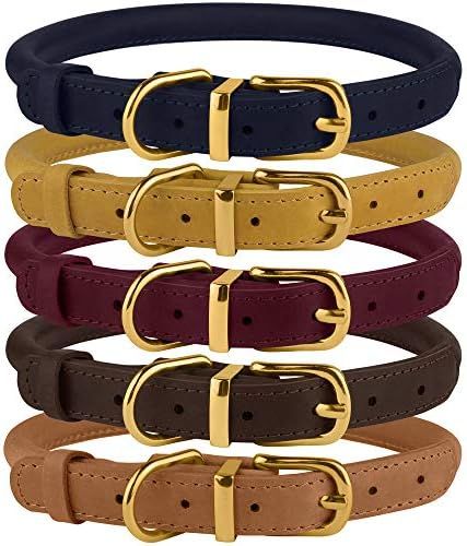BRONZEDOG Rolled Leather Dog Collar Durable Round Rope Collars for Small Medium Large Dogs Puppy ... | Amazon (US)