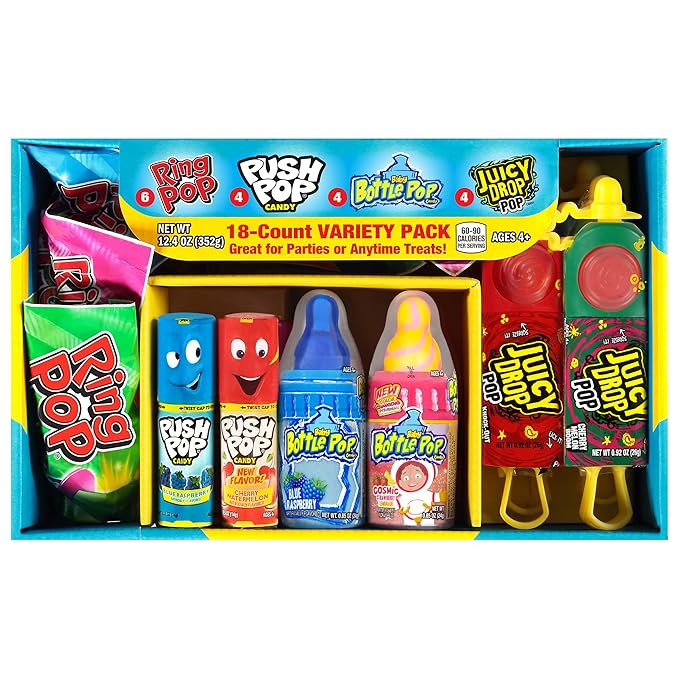 Bazooka Candy Brands Variety Candy Box - 18 Count Summer Candy Lollipops from Ring Pop, Push Pop,... | Amazon (US)