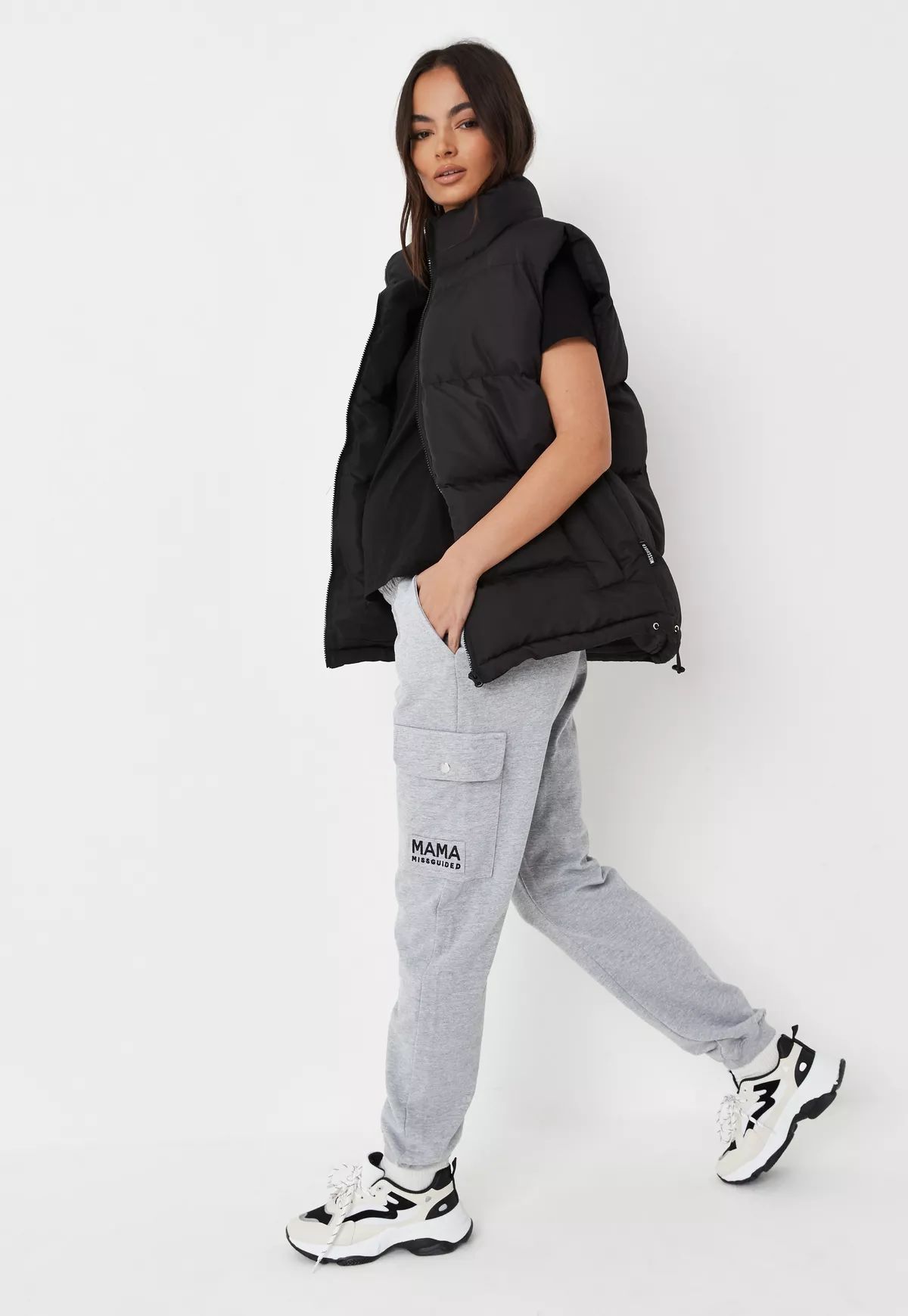 Missguided - Gray Mama Missguided Patch Maternity Joggers | Missguided (US & CA)