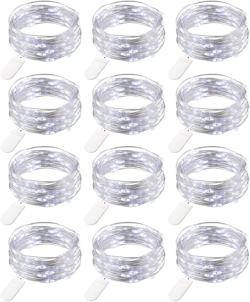 12 Pack Fairy Lights Battery Operated String Lights\uff0c7FT 20LED Waterproof Silver Wire Christm... | Amazon (US)