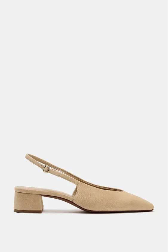 SPLIT SUEDE SLINGBACK SHOES | Zara US