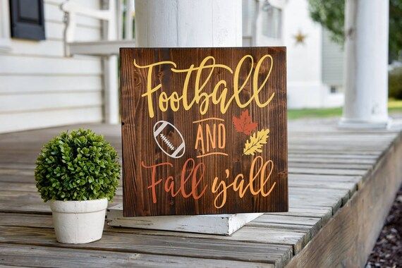 Football and Fall y'all wood sign I  Football sign I | Etsy | Etsy (US)