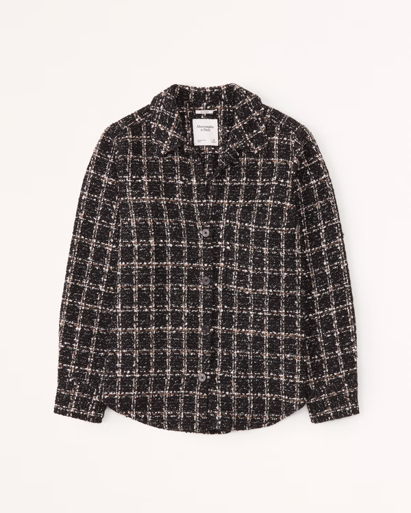 Women's Oversized Tweed Shirt | Women's Tops | Abercrombie.com | Abercrombie & Fitch (US)