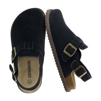 CUSHIONAIRE Brooklyn Women's Suede Clogs - Adjustable Slingback Clog Sandal with Buckle, Memory Foam - BLACK 7.5 | Target