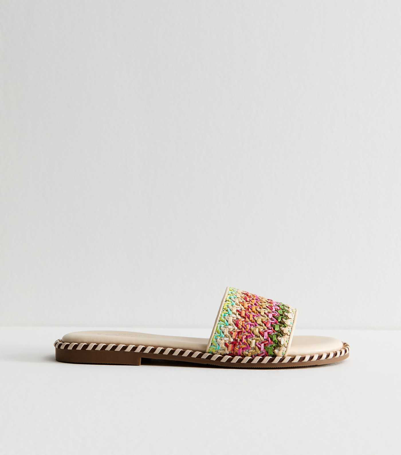 Cream Faux Leather Raffia Strap Sandals | New Look | New Look (UK)