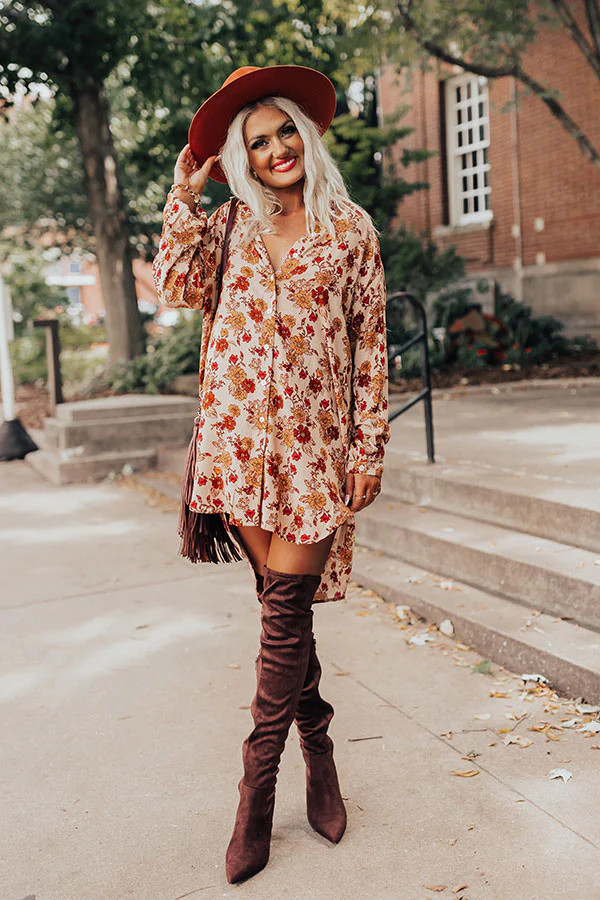 Backstage Beauty Floral Tunic Top in Peach | Impressions Online Boutique