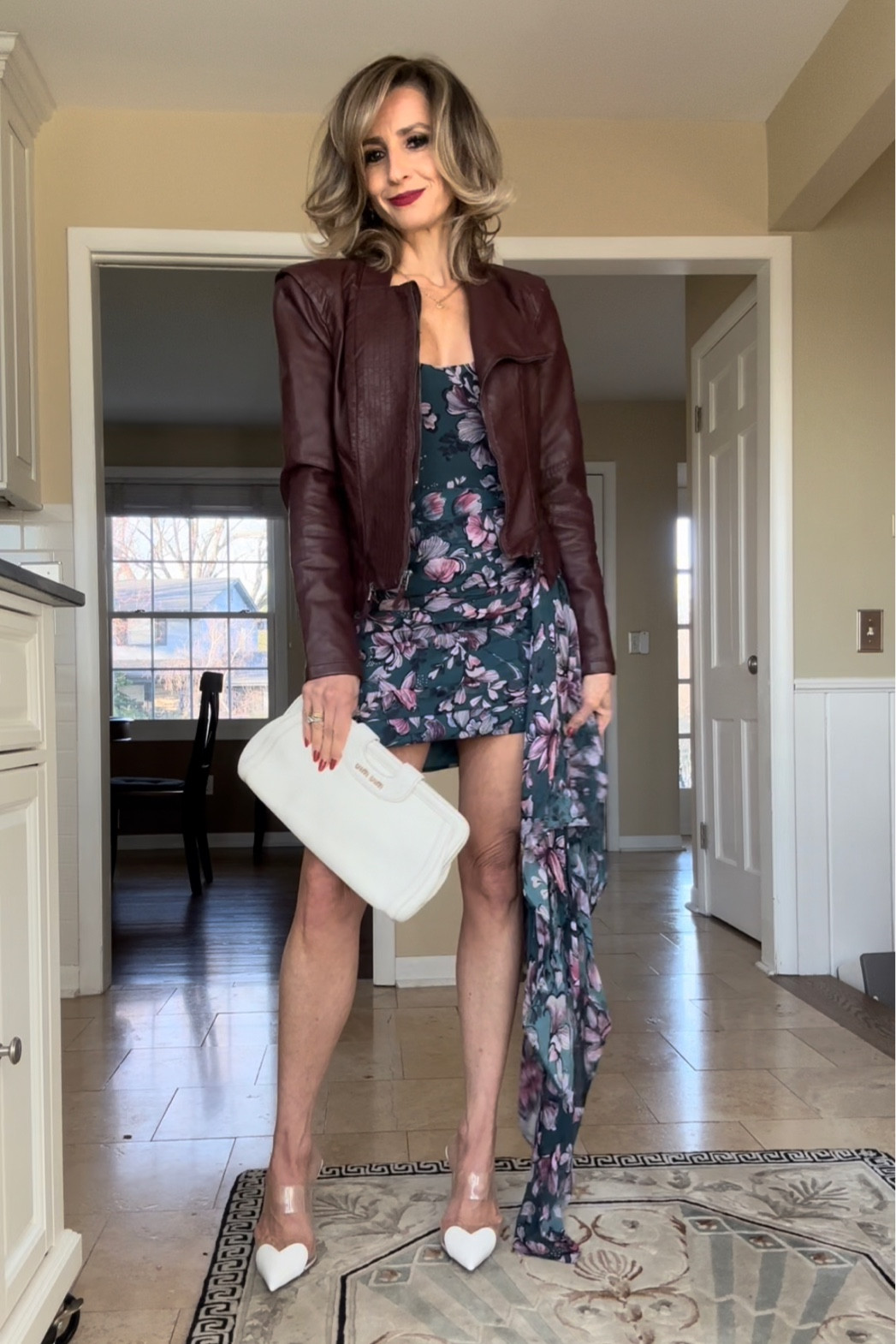 This Katie May floral dress is perfect for a wedding guest, a garden party, any special occasion event for Spring and Summer! It fits true to size and it’s on Spring Sale!!

These Alaia shoes are a dream in looks and comfort! I can wear them the entire night and they do not hurt! They are a splurge, but worth it! They fit true to size. I also shared similar shoes at a more affordable cost.

The Miu Miu clutch is thrifted but I linked similar ones.

This Blanknyc moto leather jacket is no longer available in this color, but I found a very similar one and linked here. 

The ASTR the label floral modi dress is PERFECT for graduation, wedding guest, and any other special occasion for Spring and Summer. It fits true to size.

The Louboutin heels fit true to size 

#LTKshoecrush #LTKwedding #LTKstyletip