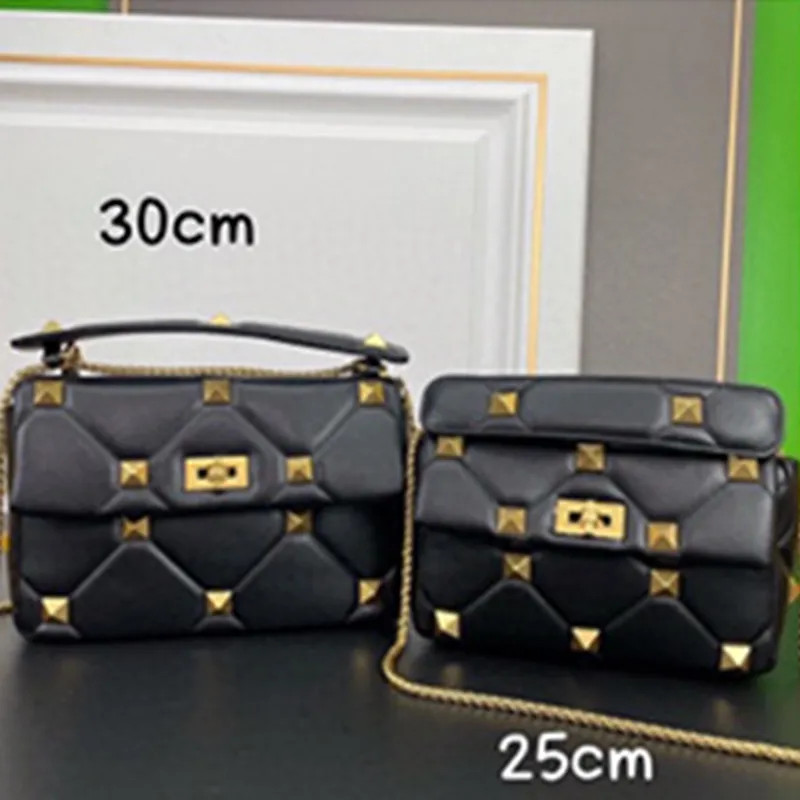 Designer Sheepskin Chain Shoulder Crossbody Bags High Quality Metal Studs Fashion Handbags Large ... | DHGate