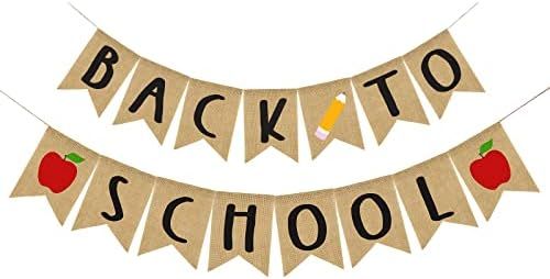 AnyDesign Back to School Burlap Banner Pre-Assembled Welcome School Hanging Decoration First Day ... | Amazon (US)