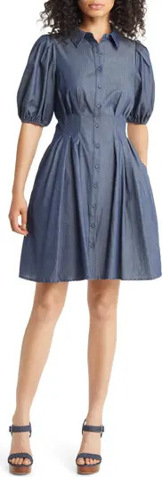 Puff Sleeve Shirtdress | Nordstrom