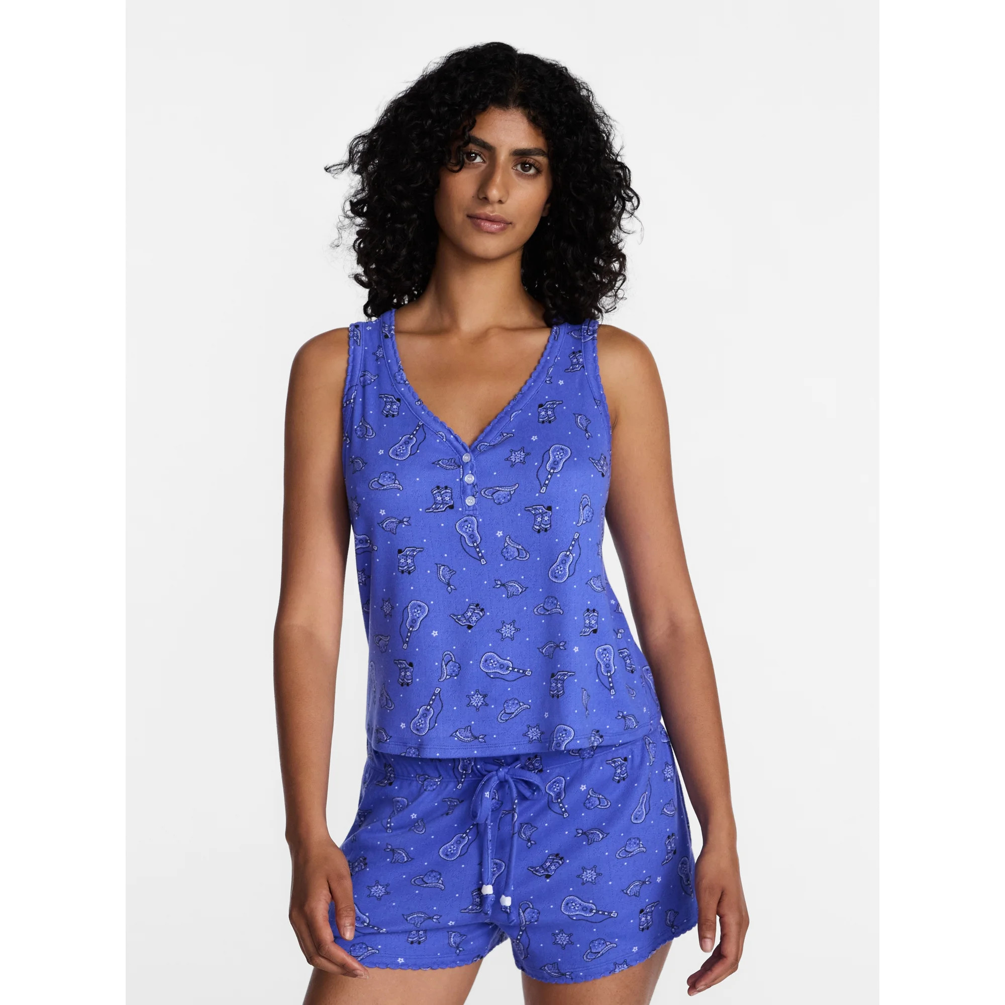 Country Festival Women's Pointelle Top and Shorts Pajama Set from Way to Celebrate, 2-Piece, Size... | Walmart (US)