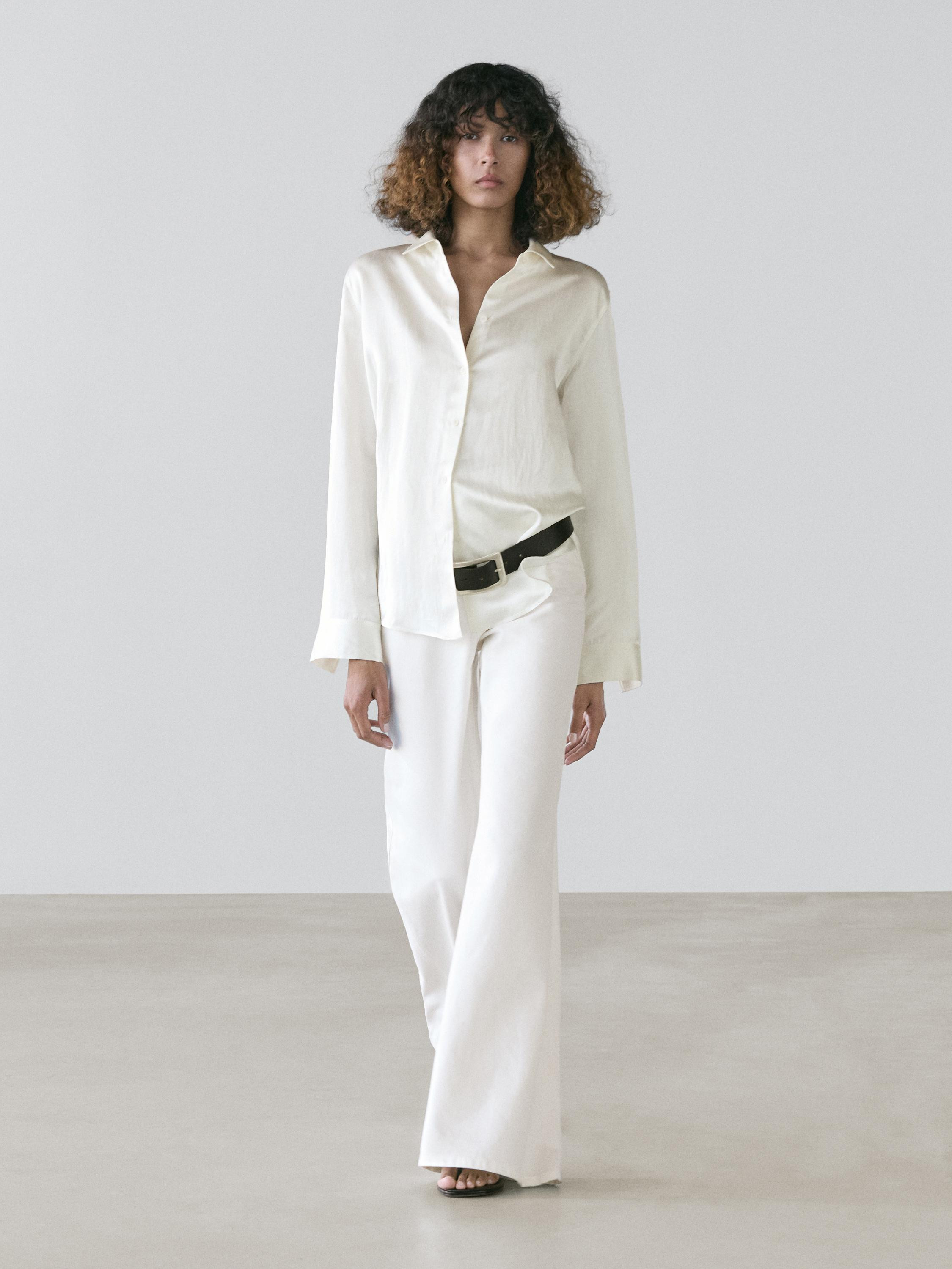 Flowing satin shirt | Massimo Dutti US