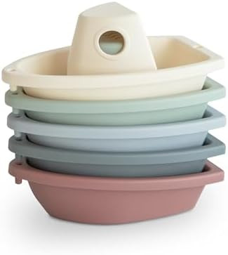 mushie Stackable Bath Boats Toy (Original) | Floating Bathtub Toys for Baby & Toddler, Set of 5 |... | Amazon (US)