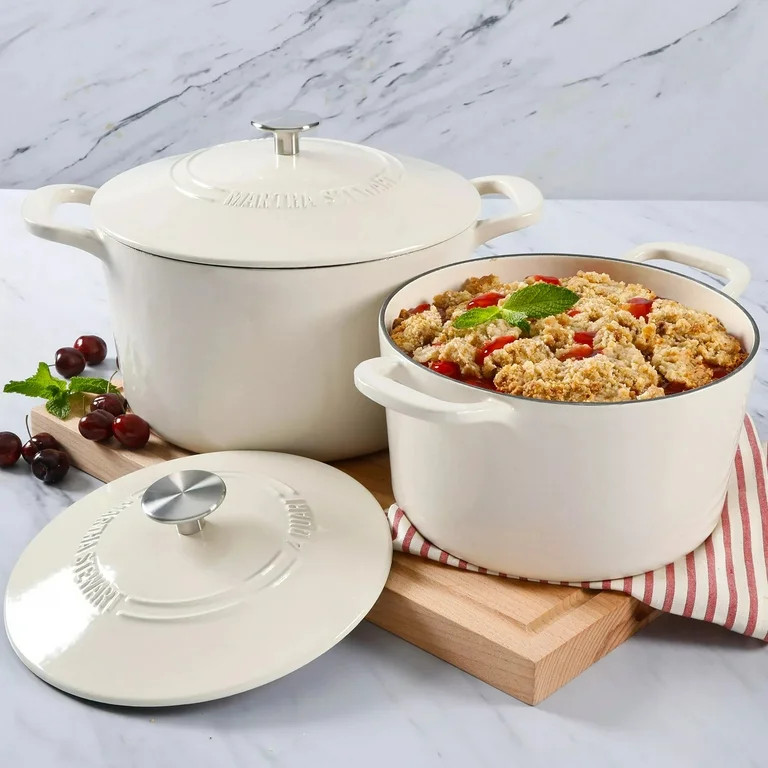Martha Stewart 4-Quart and 7-Quart Enamel on Cast Iron Dutch Ovens, 2 Pack-White - Walmart.com | Walmart (US)