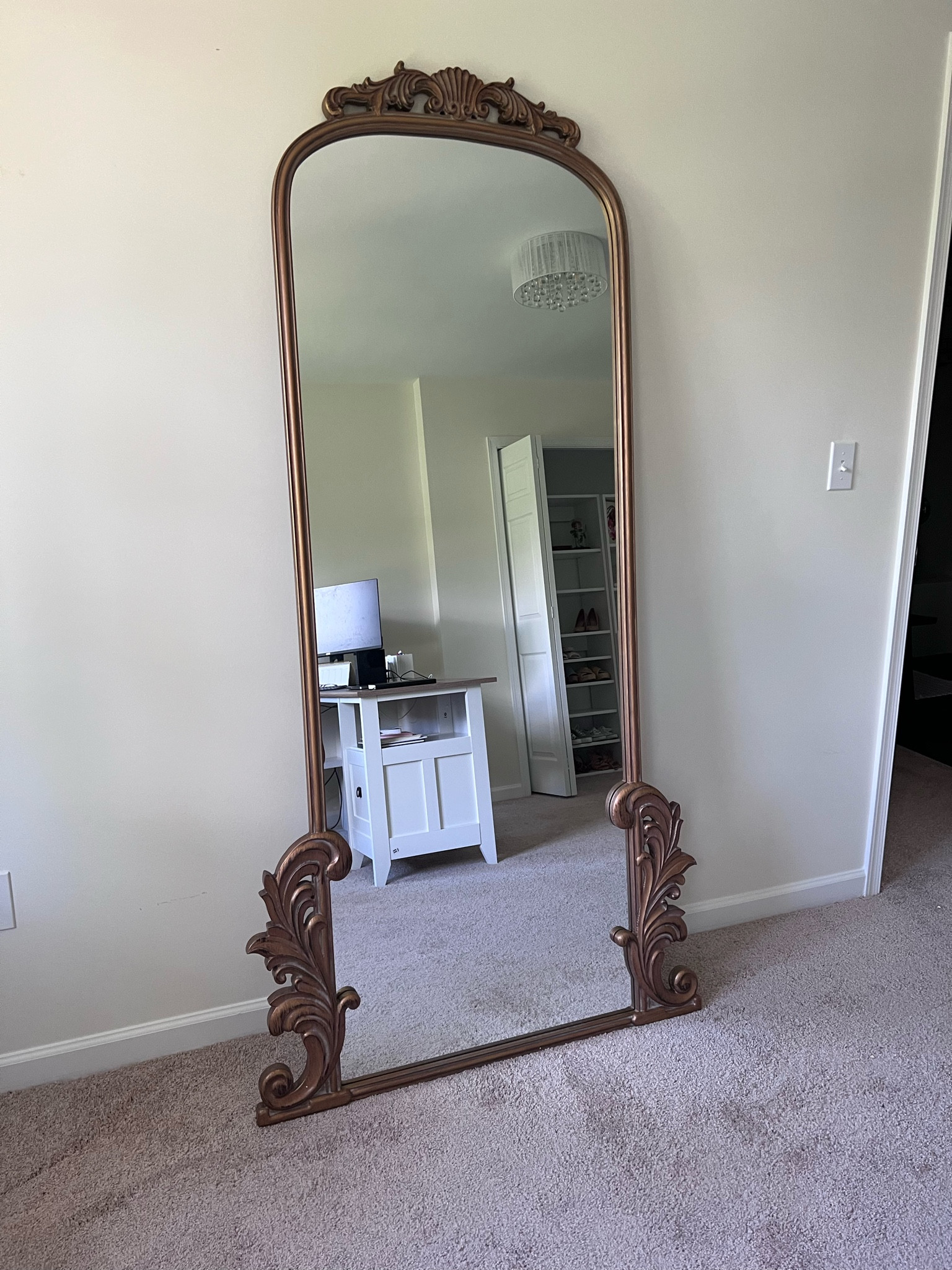 Anthropologie mirror lookalike | gold edge mirror | gold mirror | kirklands mirror | floor mirror | standing mirror

#LTKsalealert #LTKhome