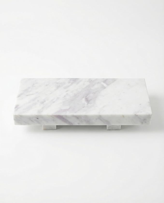 OOBOOB Thickened Marble Pedestal Stand Bathroom Counter Organizer, Natural Stone Bathroom Tray, D... | Amazon (US)