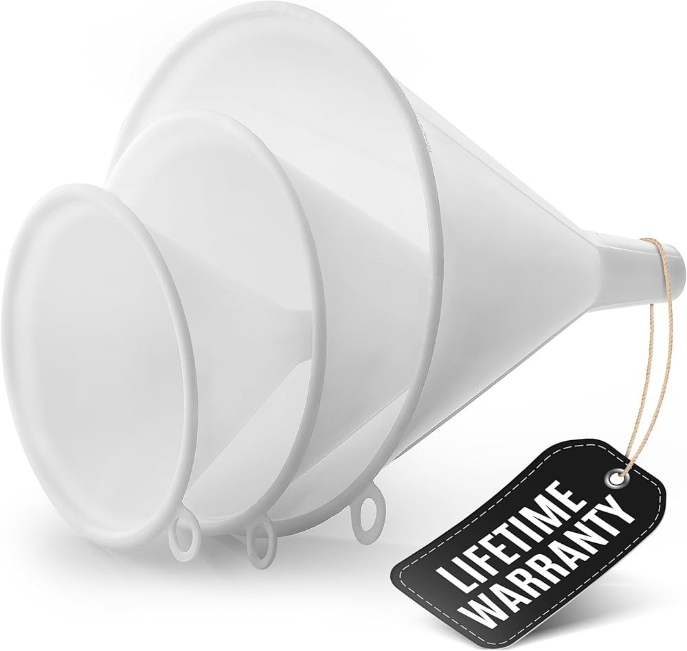 Zulay 3-Pieces Plastic Funnel Set - Large, Medium, and Small Kitchen Funnels for Filling Bottles ... | Amazon (US)