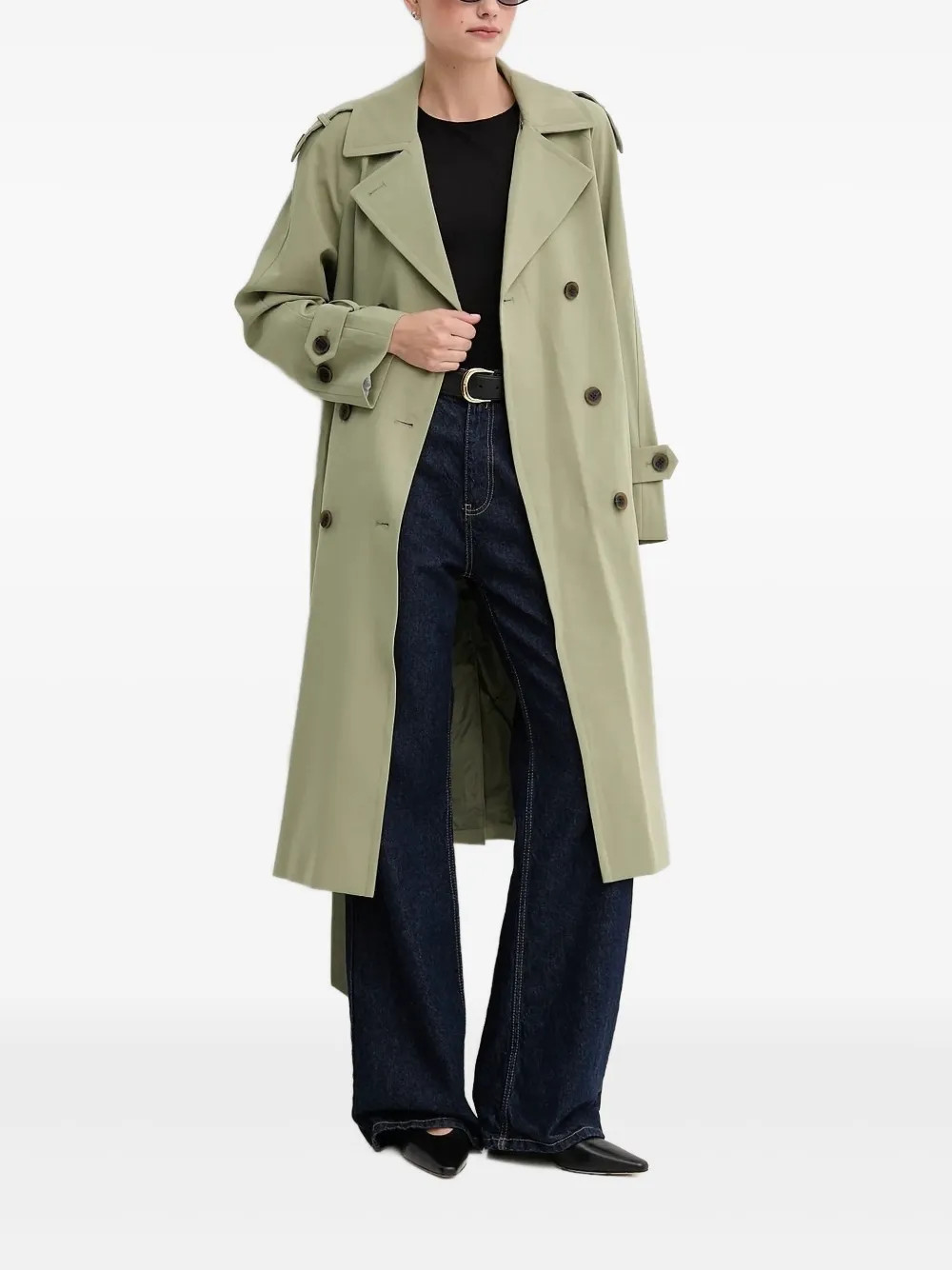 DKNY belted double-breasted trench coat - Green | Farfetch Global