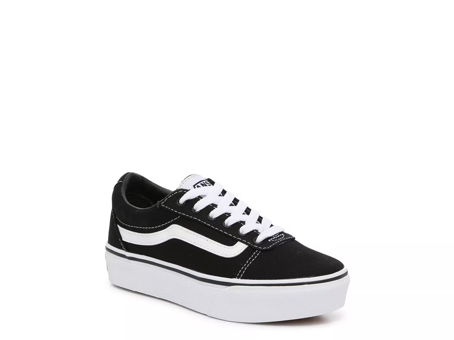 Vans Ward Platform Sneaker Kids' | Girl's | Black/White | Size 2 Youth | Sneakers | Lace-Up | Skate | DSW