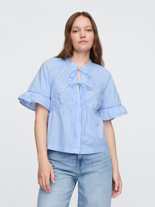 Splitneck Tie-Front Top | Gap Factory