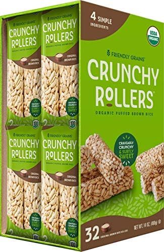 Friendly Grains - Crunchy Rollers - Organic Rice Snacks - Original Brown Rice (16 packs of 2) | Amazon (US)