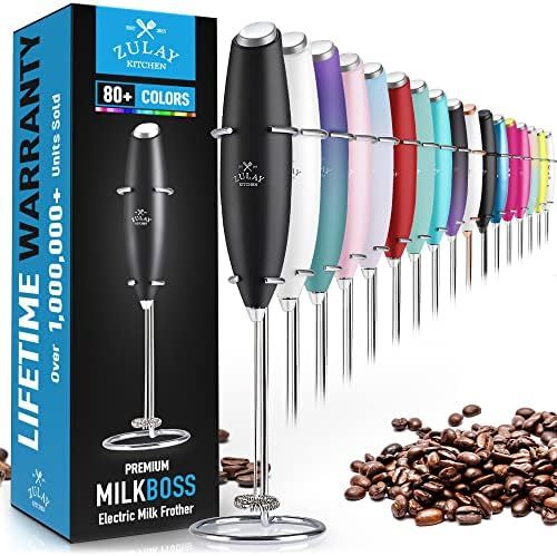 Amazon.com: Zulay Original Milk Frother Handheld Foam Maker for Lattes - Whisk Drink Mixer for Co... | Amazon (US)
