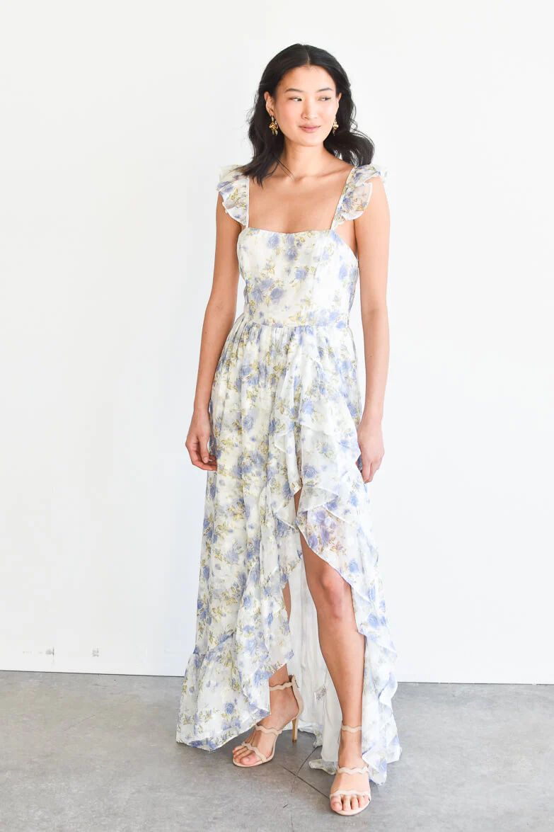 Victoria Blue Floral Maxi Dress | Confête