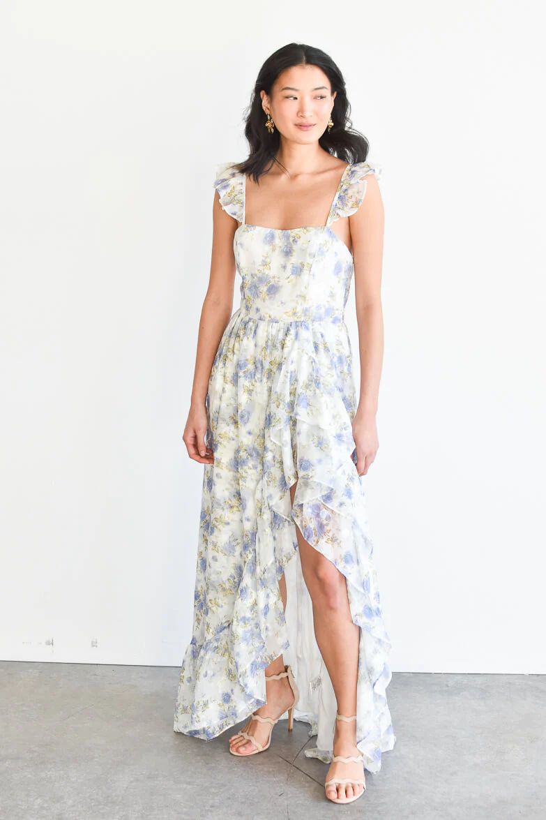 Victoria Blue Floral Maxi Dress | Confête