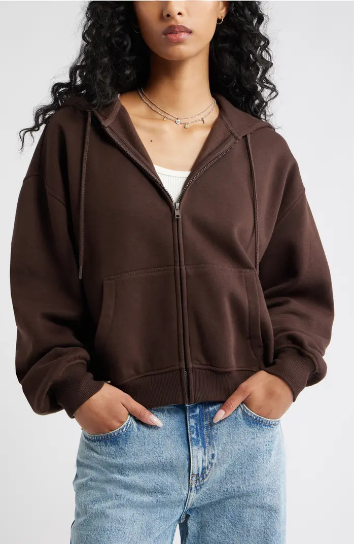 Relaxed Cotton Blend Zip Hoodie | Nordstrom