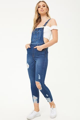 Distressed Cropped Overalls | Forever 21 (US)