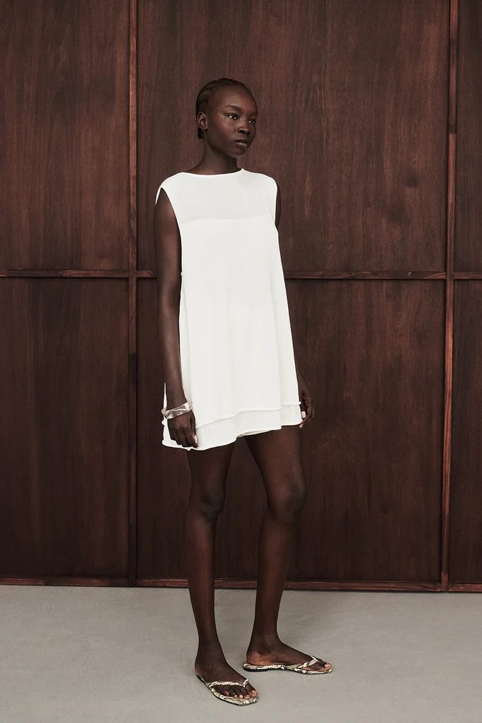 MIRA WHITE DOUBLE LAYER KNIT TOP | DISSH