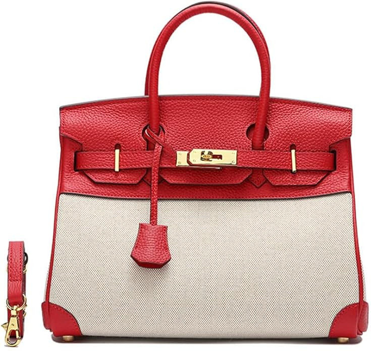 Top Handle Bag for Women,Leather and Canvas Tote Bag, Casual Crossbody Purses, Hobo Bag, Adjustab... | Amazon (US)