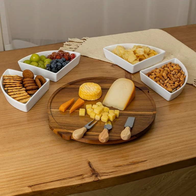 Better Homes & Gardens Acacia and Stoneware 5pc Lazy Susan Set, 15.35INW x 14.17IND x 2.8INH - Wa... | Walmart (US)