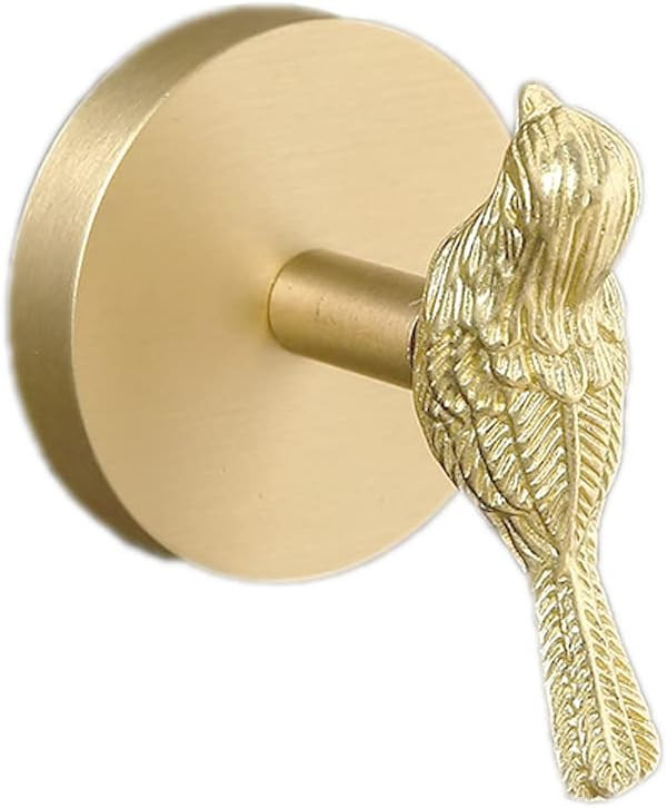 HwrtYeg Bird Shape Hooks 1 Pcs Brass Hooks Wall Brushed Gold Towel Robe HooksNo Drill for Bathroo... | Amazon (US)