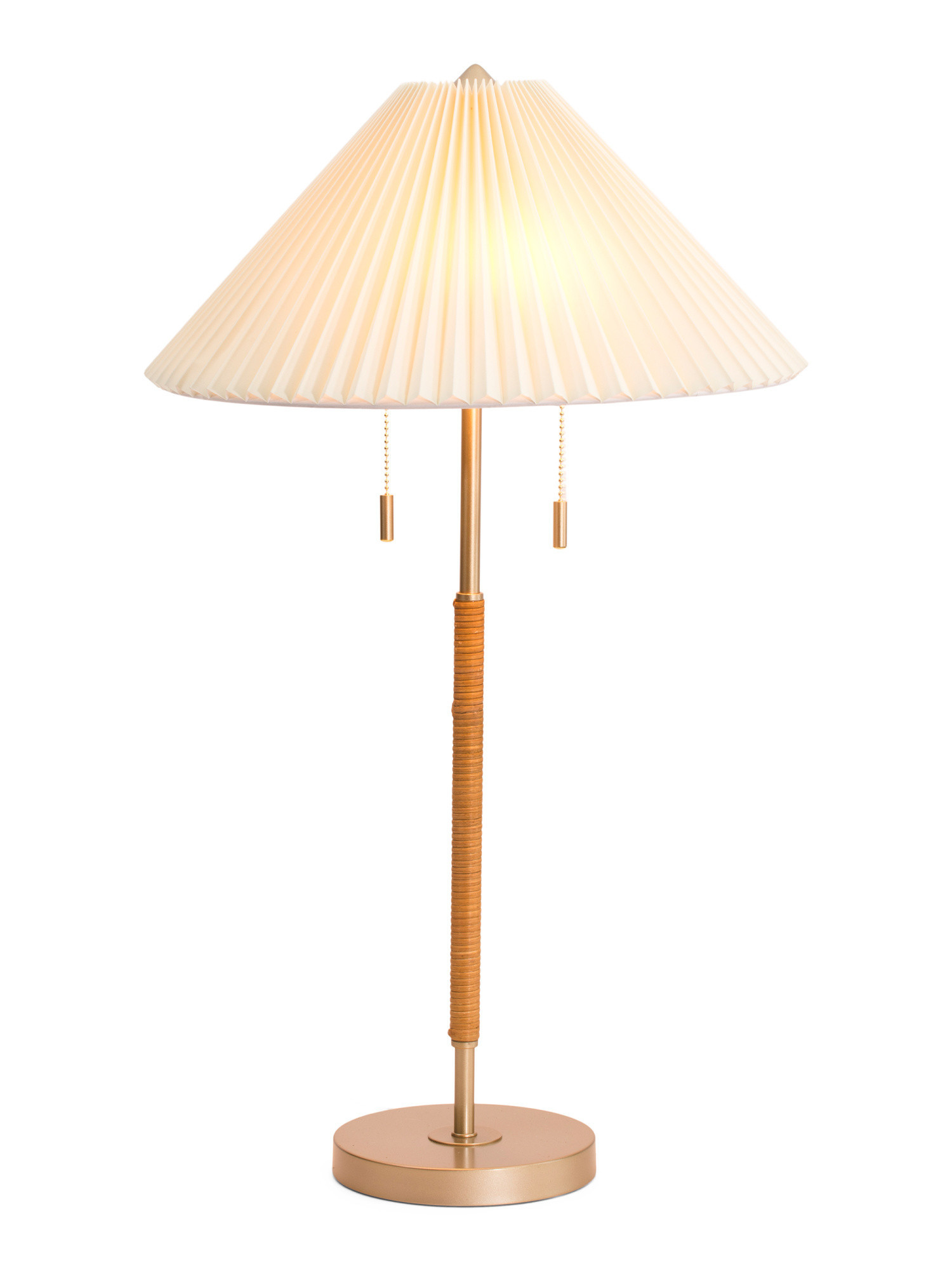 27.25in Table Lamp With Rattan Detail And Pleated Shade | TJ Maxx