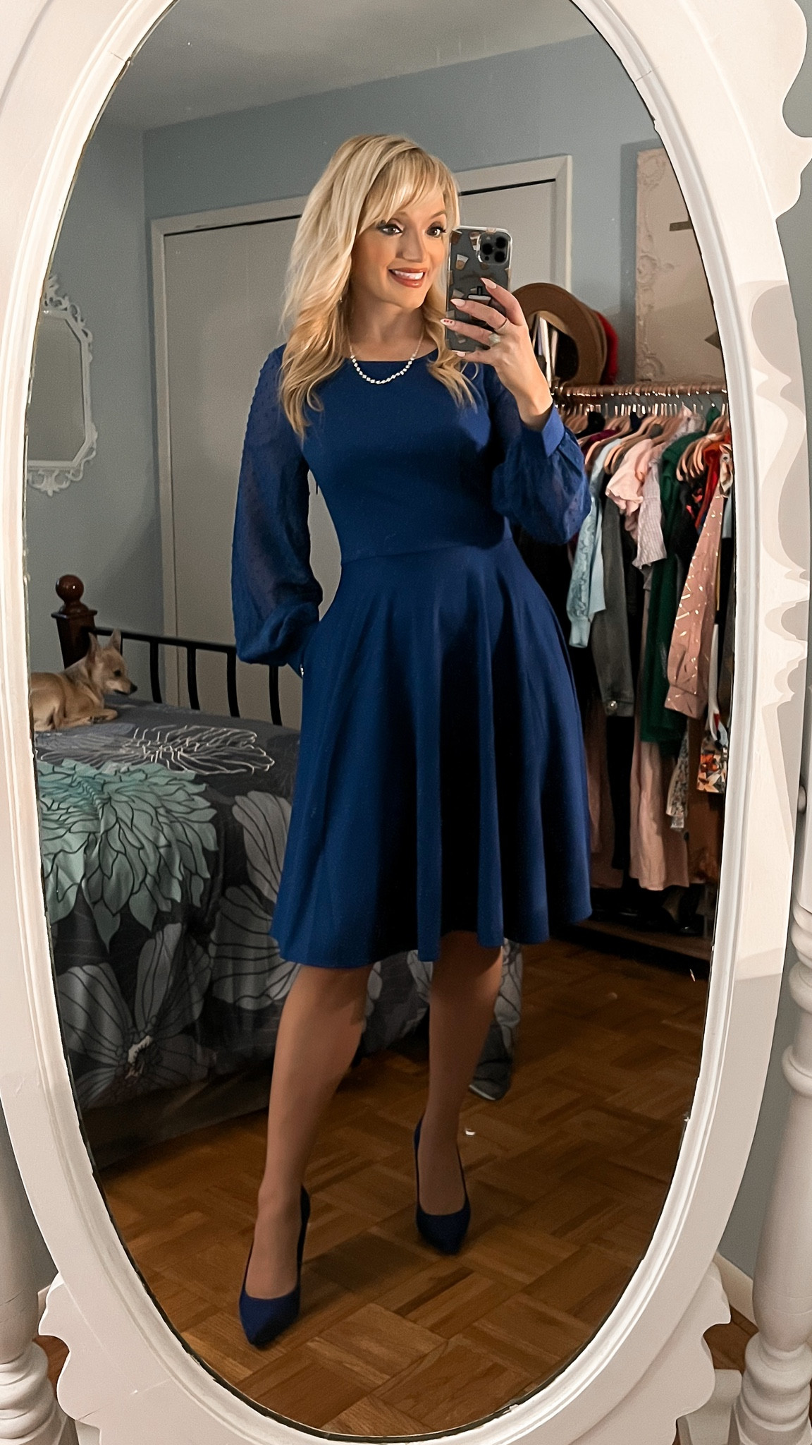 neon blue mini dress Ainsley Blue Metallic Mini Dress